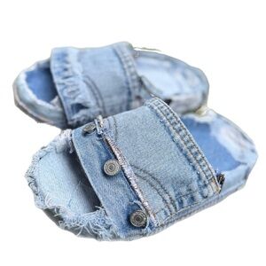 Re purposed vintage denim slides made by me